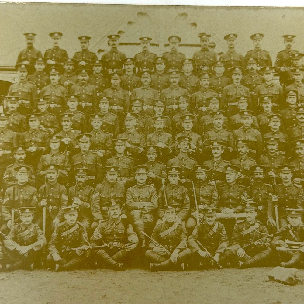 Antique RPPC British Soldiers Group Portrait Postcard Likely WWI Era